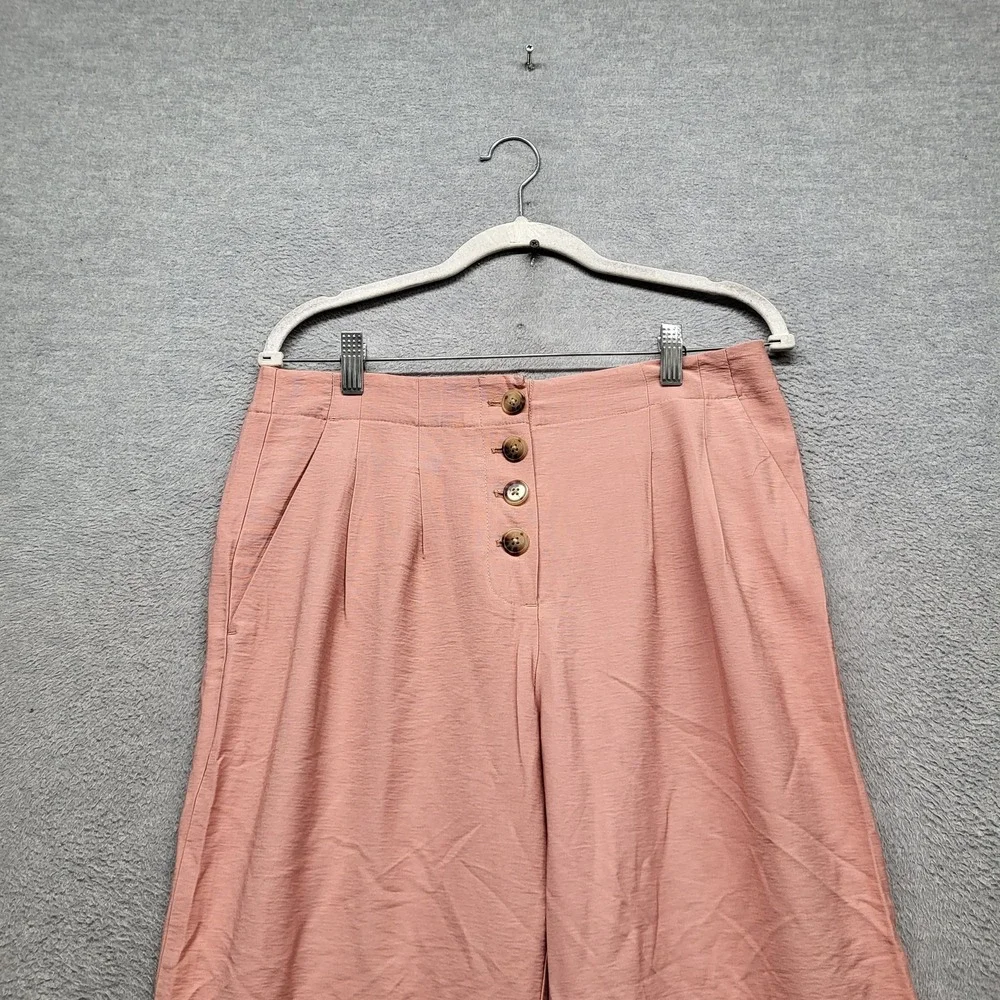 LOFT Women Pants 6 Pink‎ Nylon Rayon Ankle Wide-Leg Button 25